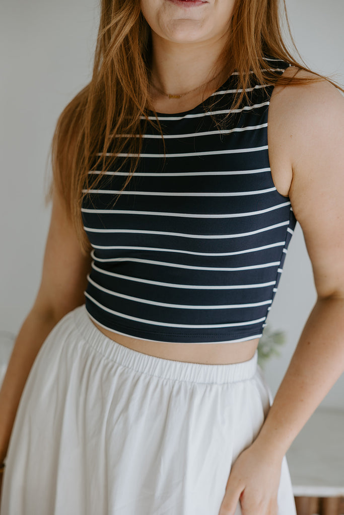 Striped Tank - Navy/White