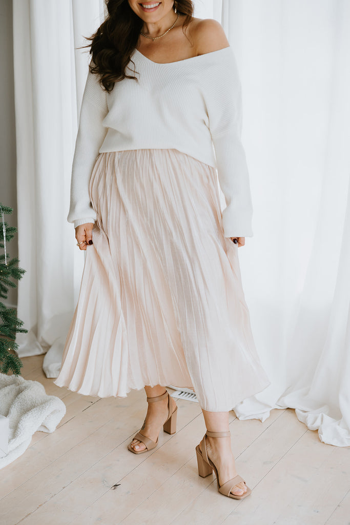 Pleated Maxi Skirt - Champagne
