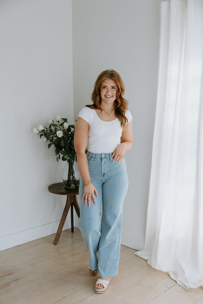 Short Sleeve Fitted Cami - White