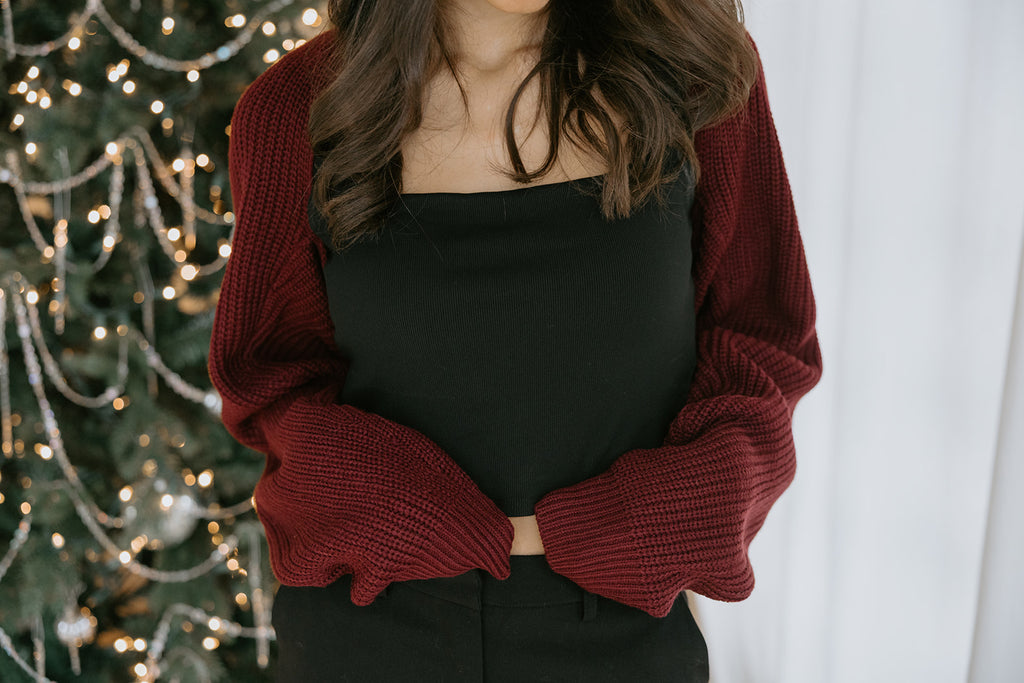Knit Shrug - Burgundy