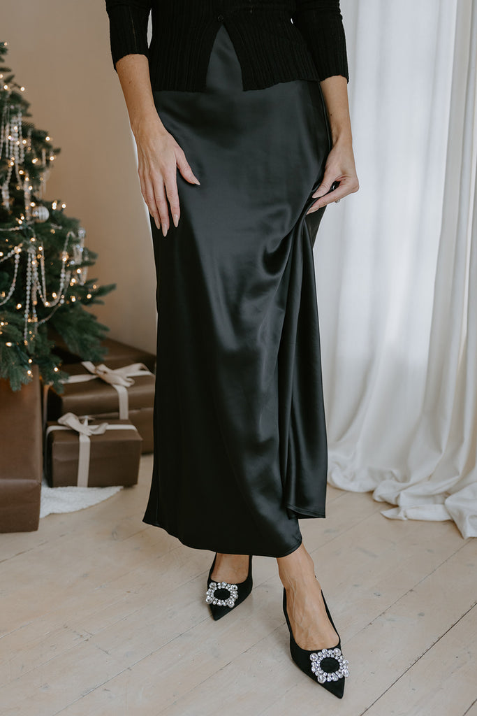 Satin Maxi Skirt - Black
