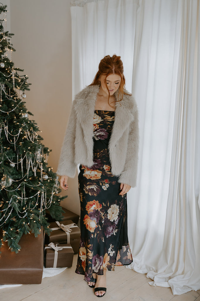 The Elevated Classic Faux Fur Jacket - Taupe