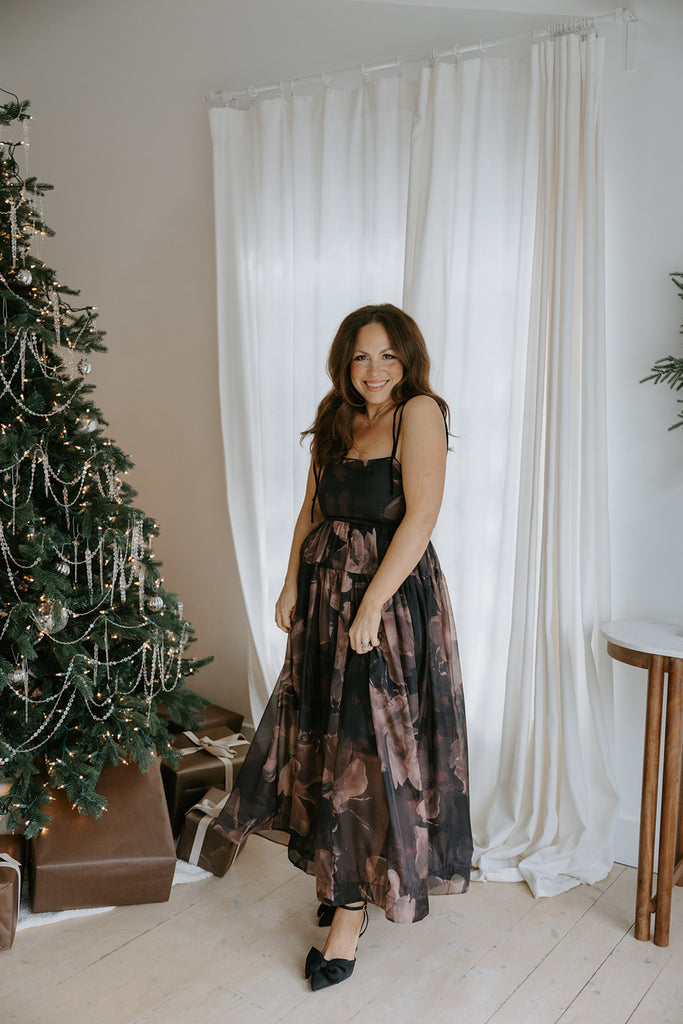 Floral Maxi Babydoll With Velvet Straps