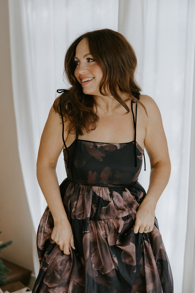 Floral Maxi Babydoll With Velvet Straps