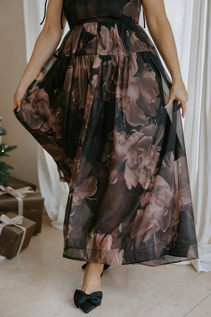 Floral Maxi Babydoll With Velvet Straps