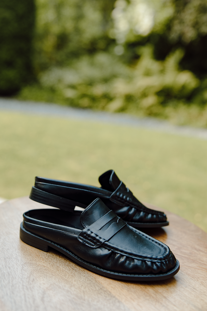 Open Back Loafers - Black