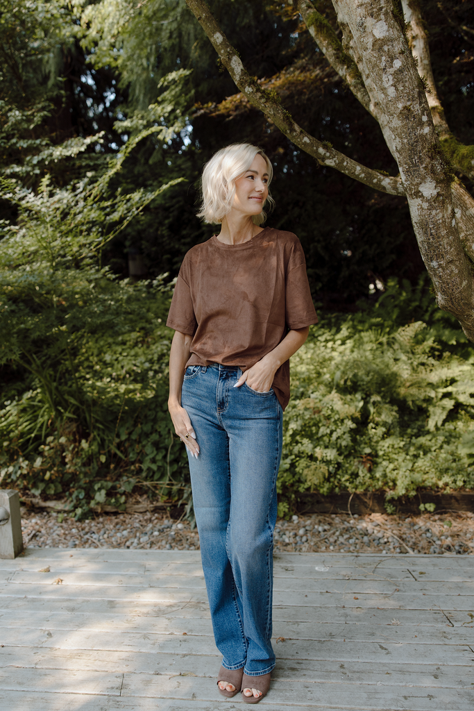 Faux Suede Shirt - Brown