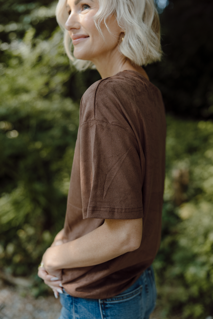 Faux Suede Shirt - Brown