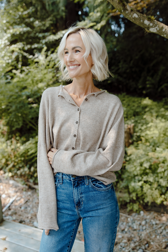 Lightweight Button Up Cardi - Mocha