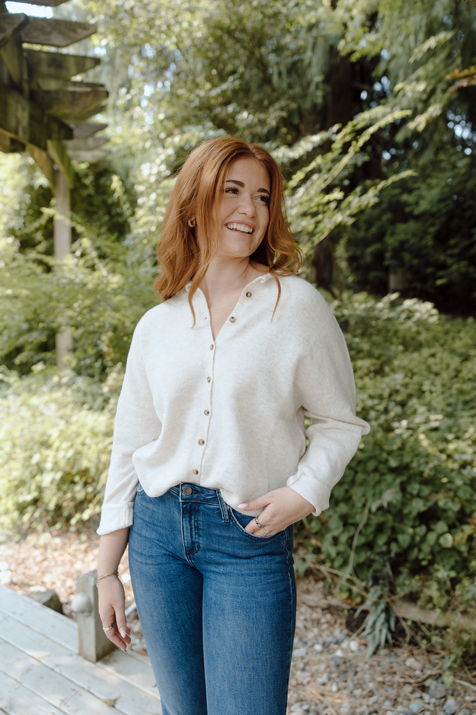 Lightweight Button Up Cardi - Oatmeal