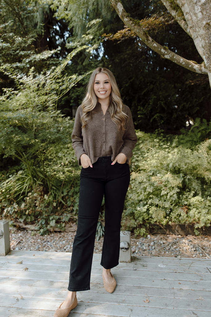 Lightweight Button Up Cardi - Dark Brown