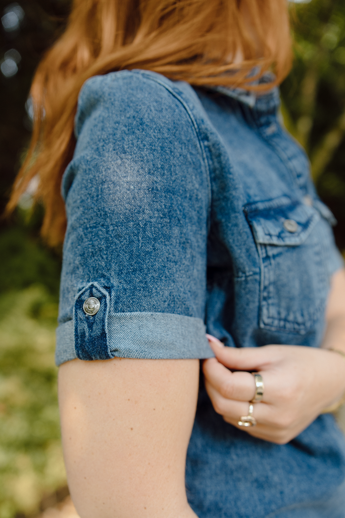 Short Denim Dress - Medium Blue