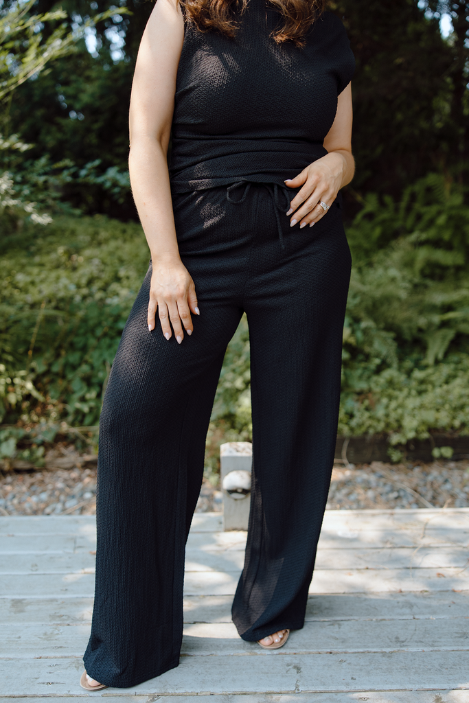 Casual Top & Pant Set - Black