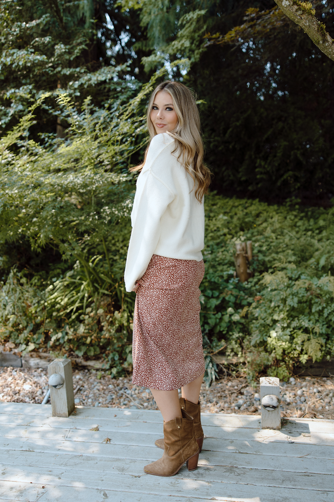 Floral Midi Skirt - Rust