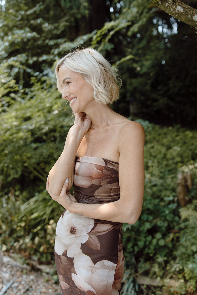Floral Strapless Maxi - Brown
