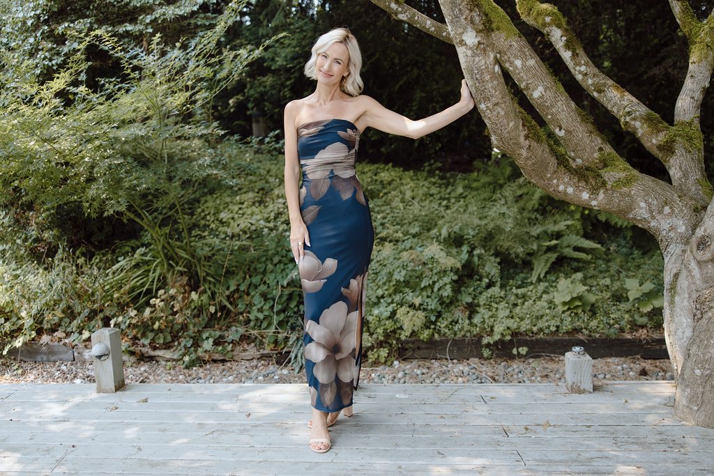Floral Strapless Maxi - Blue