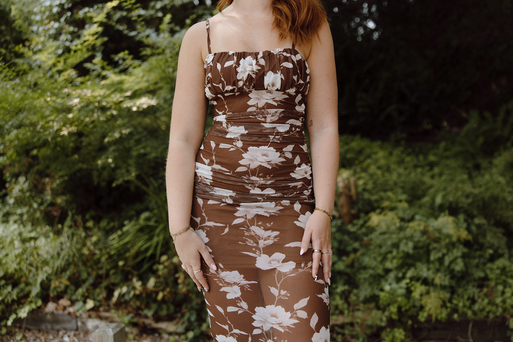 Square Neck Fitted Maxi - Brown