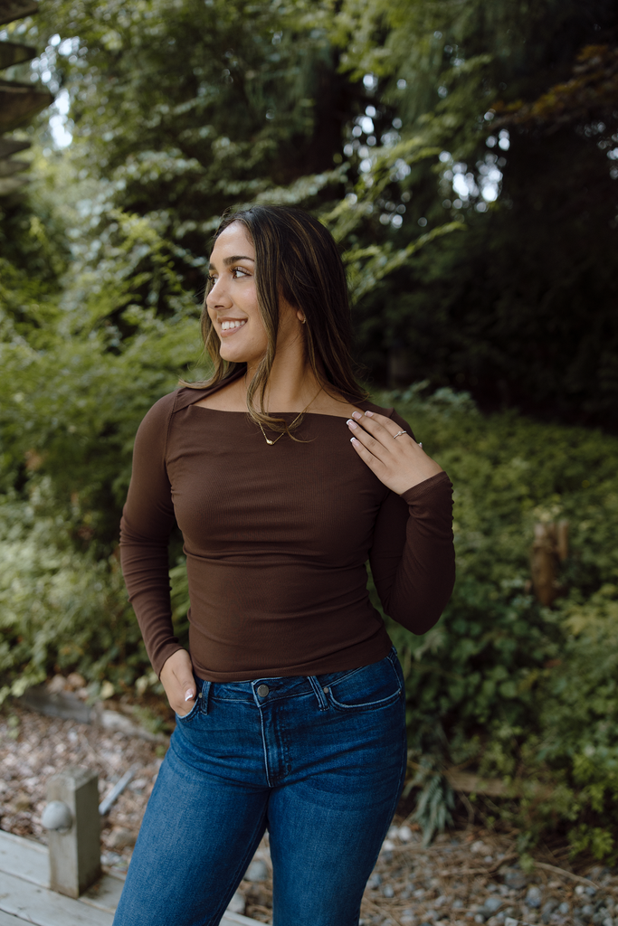 Straight Cut Ribbed Basic - Brown