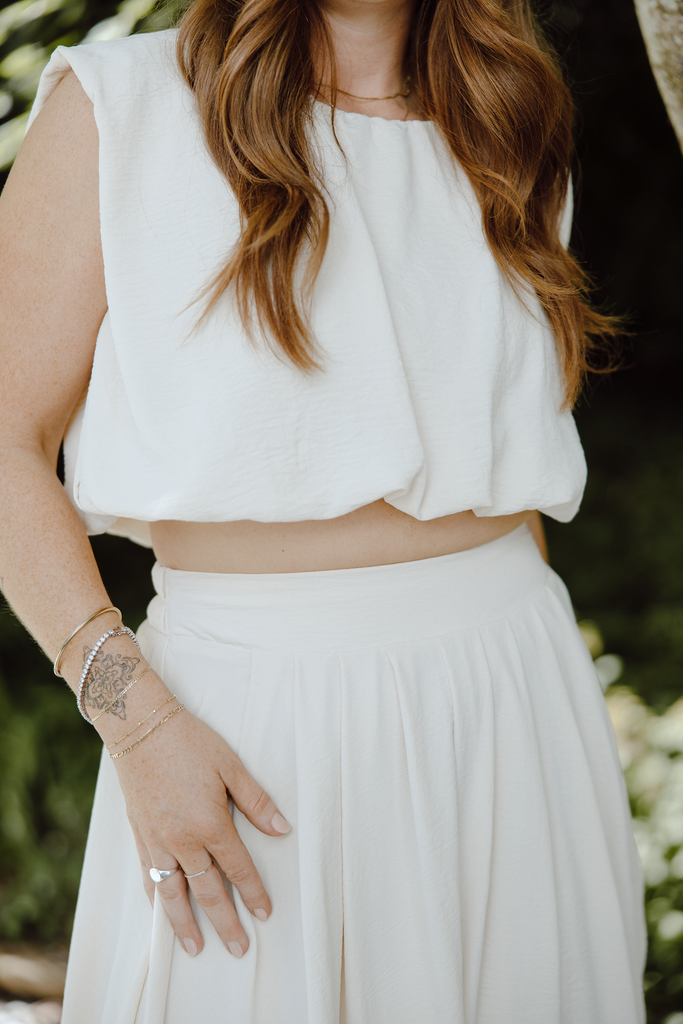 Bubble Top and Flowy Skirt Set - Natural