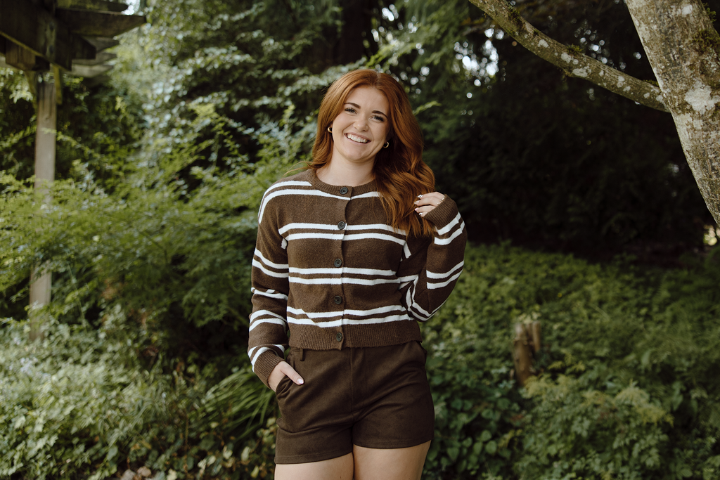 Striped Brown and White Cardigan