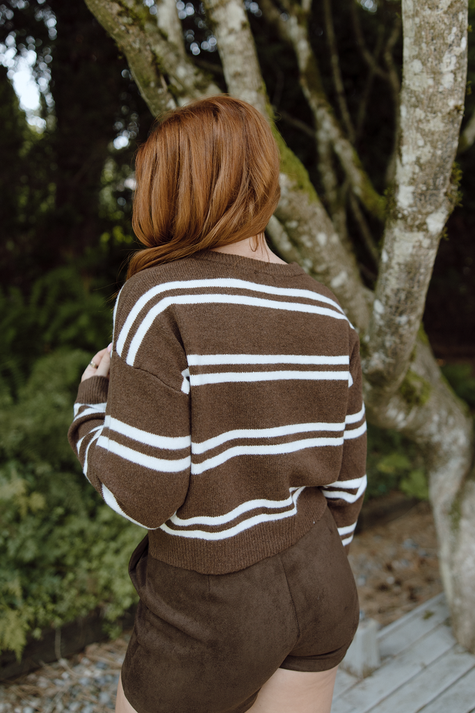 Striped Brown and White Cardigan