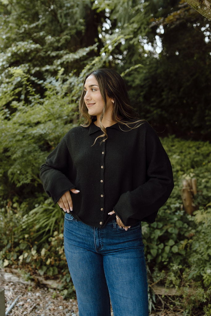 Button Up Cardigan - Black