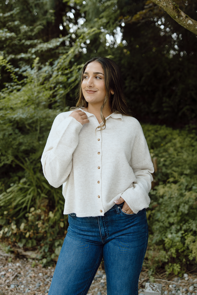 Button Up Cardigan - Oat