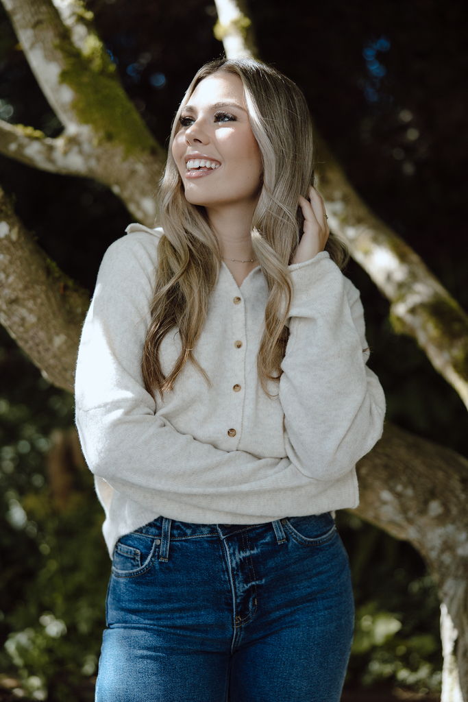 Button Up Cardigan - Oat