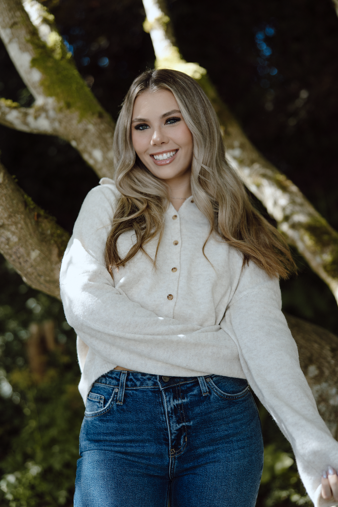 Button Up Cardigan - Oat