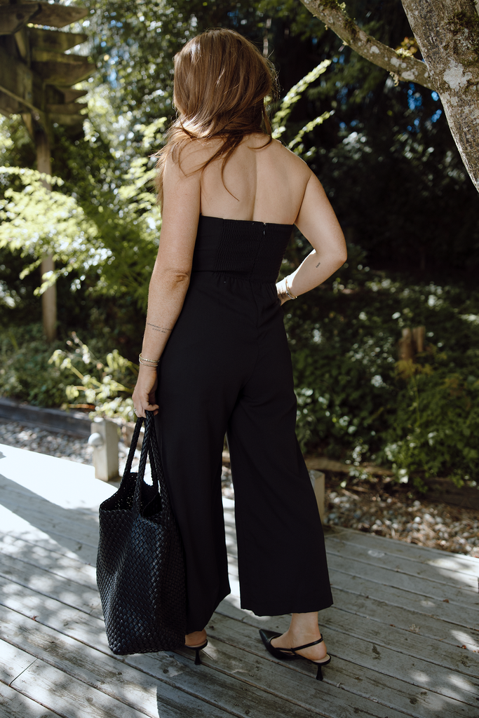 Jumpsuit with Ruffle Bodice - Black