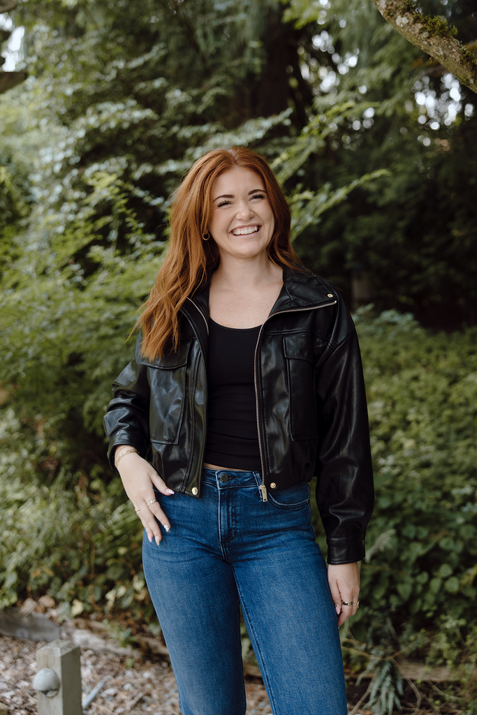 Faux Leather Bomber - Blk