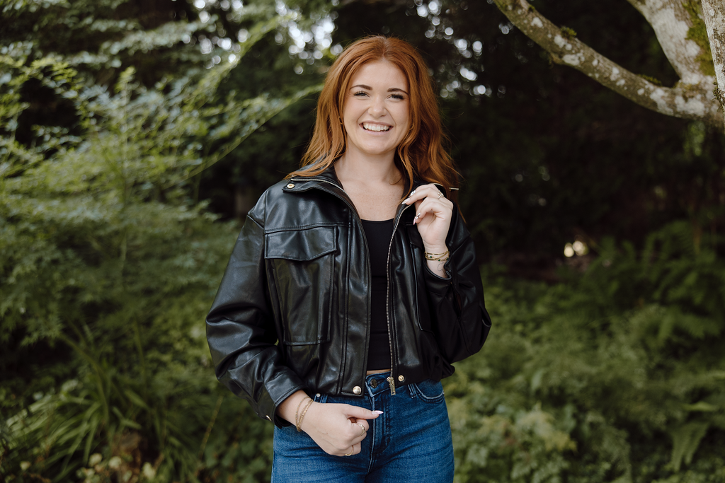 Faux Leather Bomber - Blk