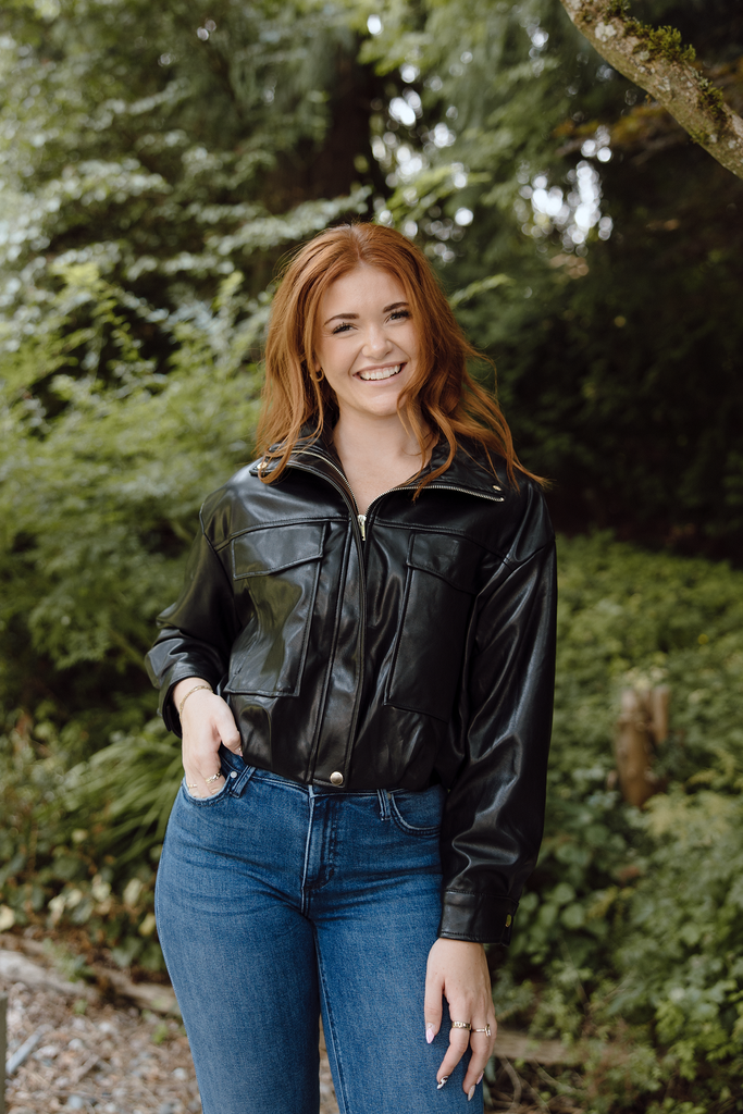 Faux Leather Bomber - Blk