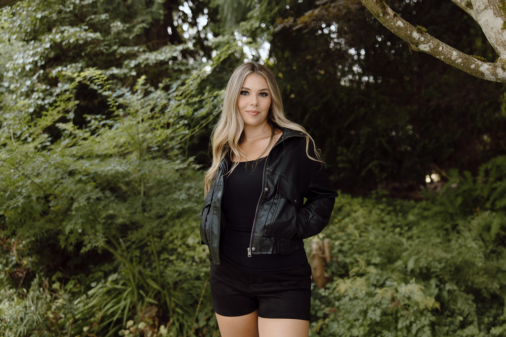 Faux Leather Bomber - Black