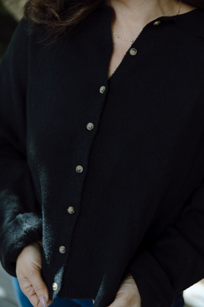 Button Up Cardigan - Black