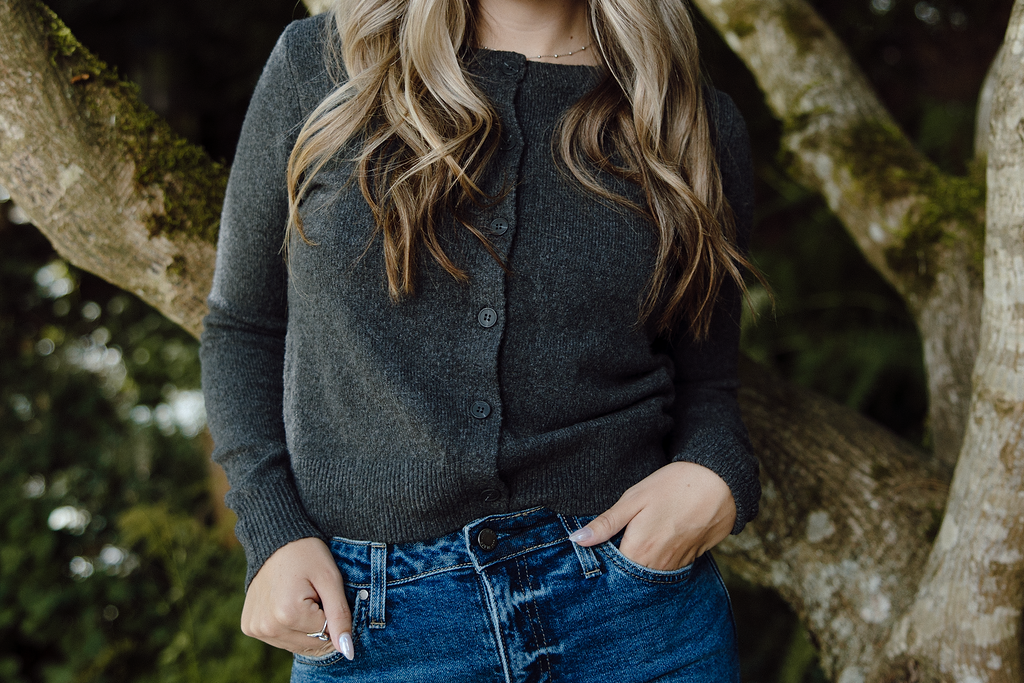 Classic button up cardigan - grey (AS)