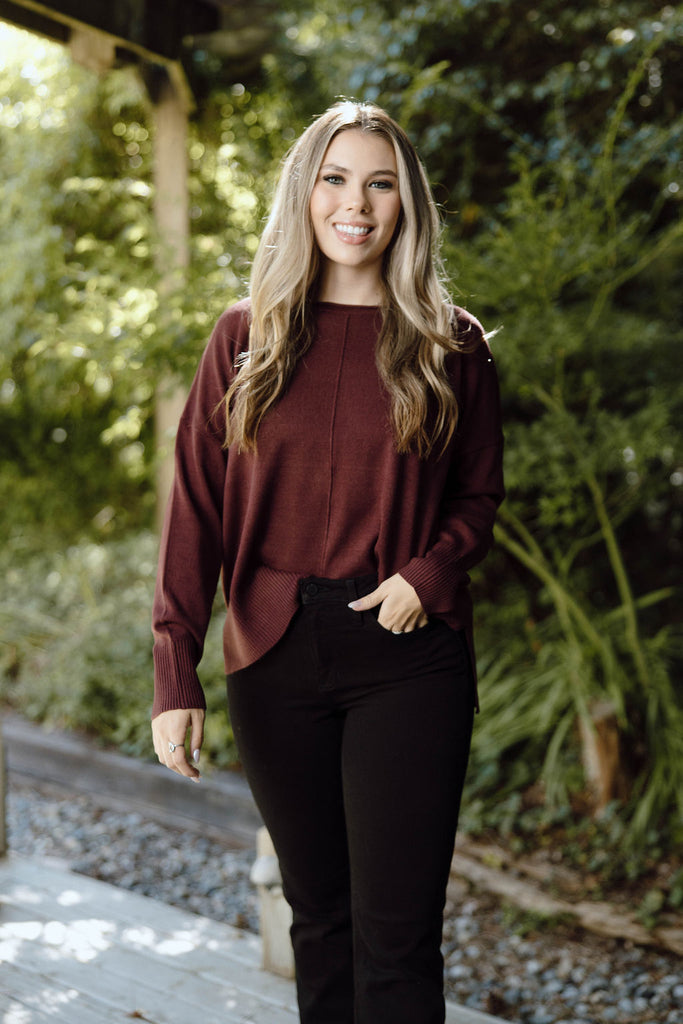 Simple & Classic Sweater - Dark Cherry