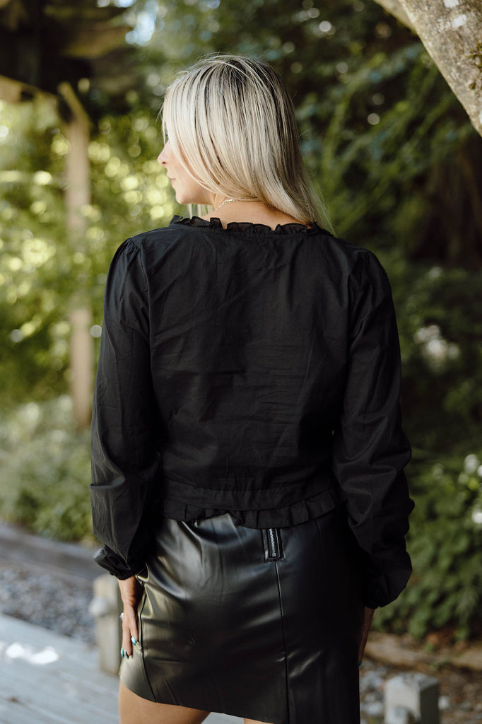 Ruffle Lace Blouse - Black