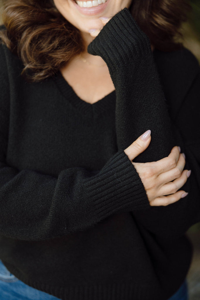 Classic V-Neck Sweater - Black