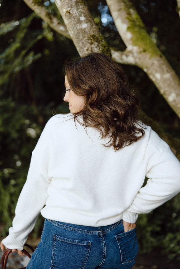 Classic V-Neck Sweater - Ivory