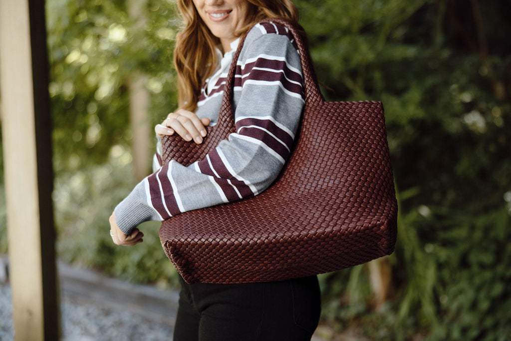 Large Woven Bag - Burgundy