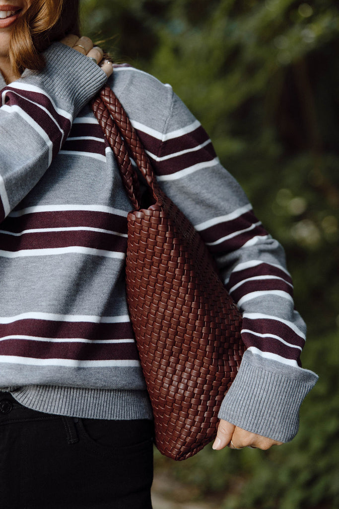 Large Woven Bag - Burgundy