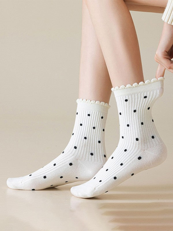 Polka Dot Sock - Off White
