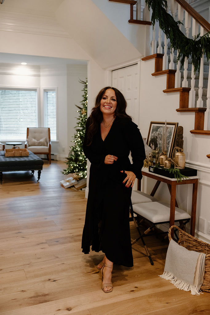 Ruffle Hem Maxi Wrap Dress - Black