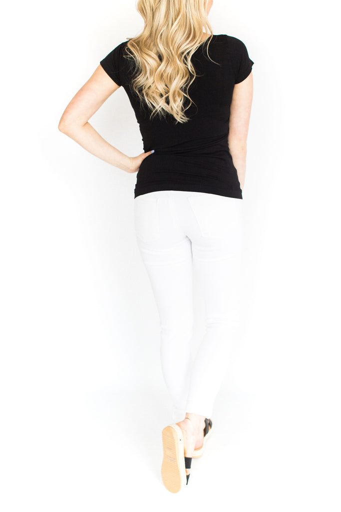 Short Sleeve Fitted Cami - Black