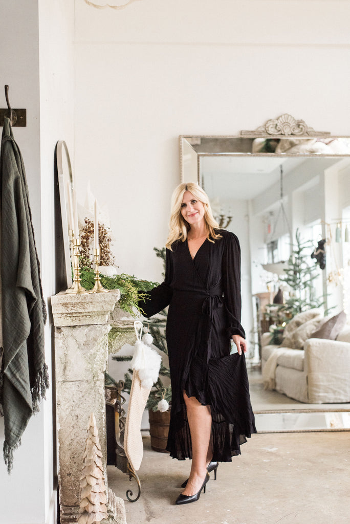 Ruffle Hem Maxi Wrap Dress - Black