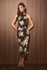 Halter Neck Bias Cut Midi Dress - Brown