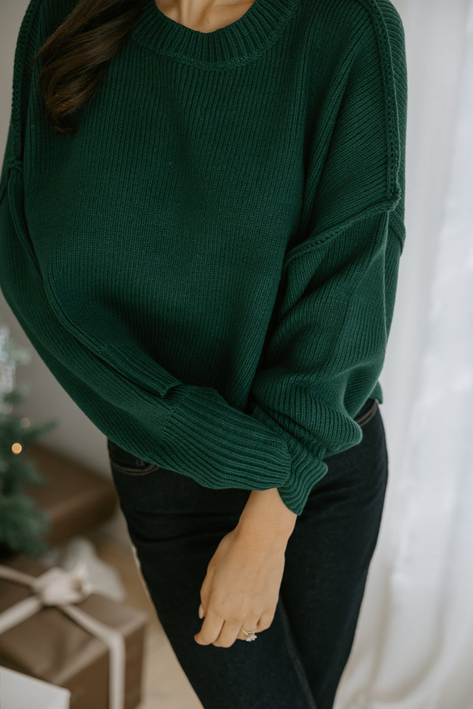 Exposed Seam Sweater - Green