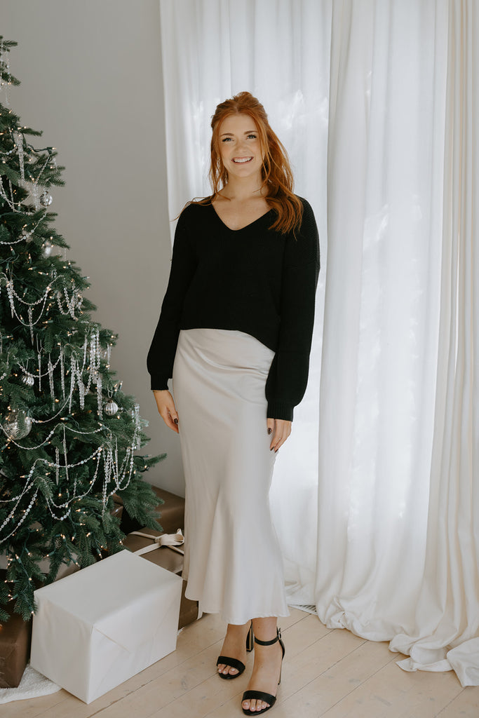 Satin Maxi Skirt - Cream