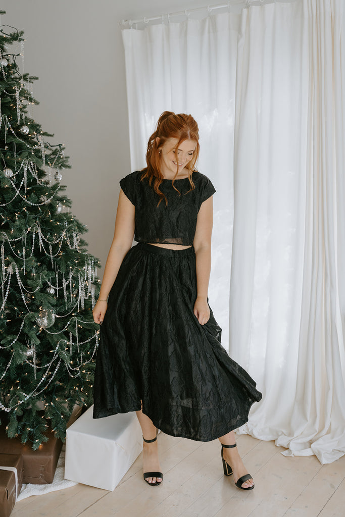 Jacquard Matching Top & Skirt Set